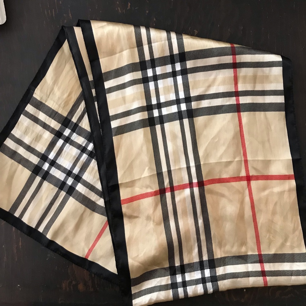 Burberry look alike faux silk scarf